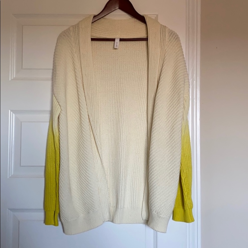 SI IEA Cotton Cream and Yellow Open Cardigan